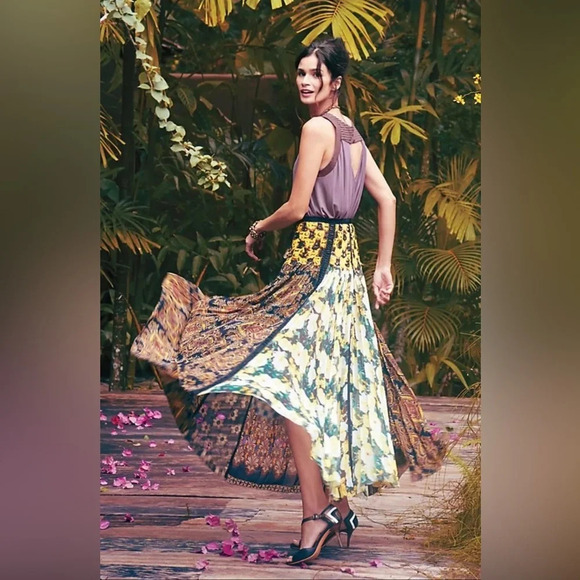 Anthropologie Beguile By Byron Lars Petal Patch Maxi Skirt Size 2P - Picture 1 of 4